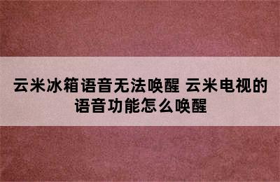 云米冰箱语音无法唤醒 云米电视的语音功能怎么唤醒